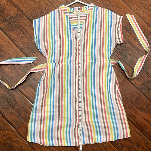Boden Evie Linen Rainbow Stripe Shirt Dress Sz 4P - Picture 5 of 7